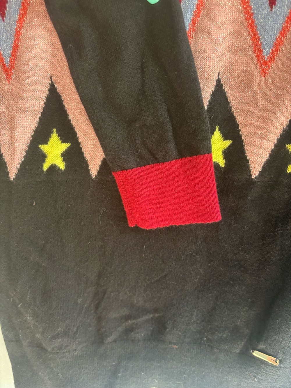 Ted Baker Black Crewneck Sweater with Chevron and Star Motif - Picture 3 of 5